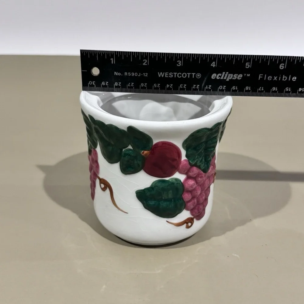 Vintage GHA‎ Small Kitchen Canister W Lid & Seal Grapes Strawberries Pattern